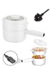 Electric Cooking Pot With Steamer And Temperature Control For Egg Soup Steak Steam Sauté White